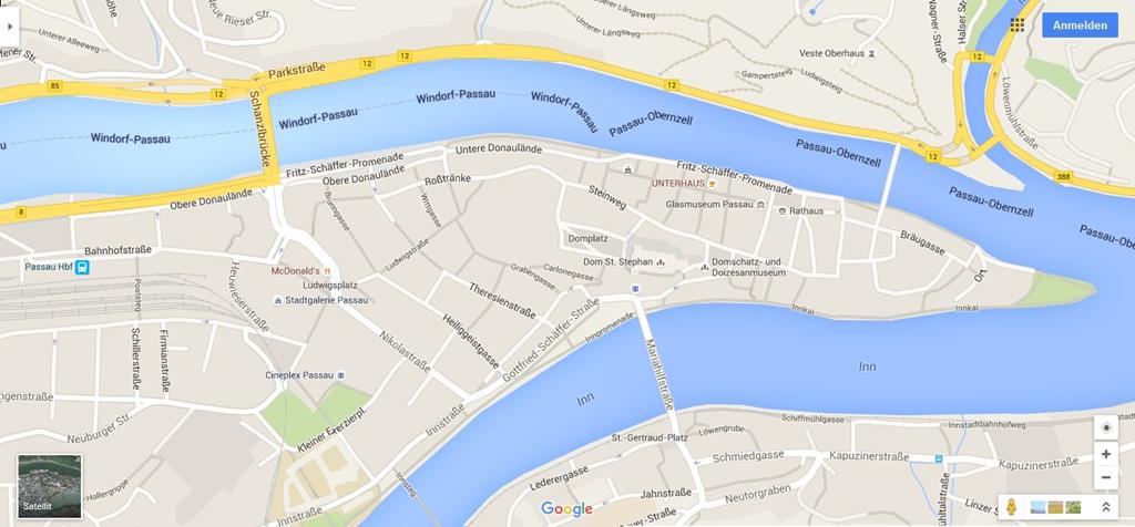 Ausschnitt aus dem Stadtplan von Passau